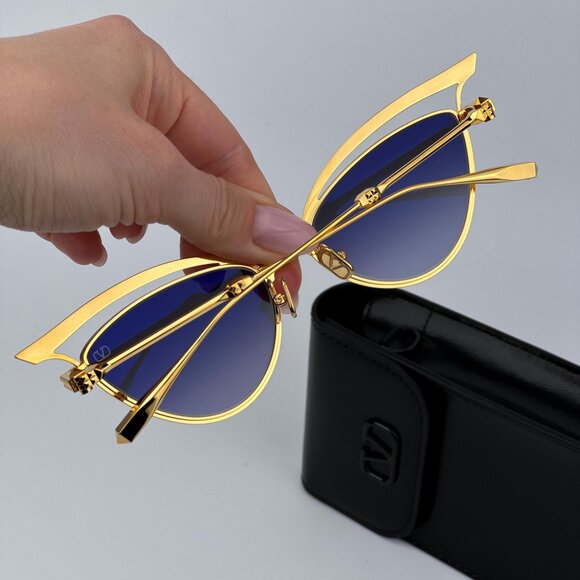 Valentino Women BRAND NEW Sunglasses Titanium Gold Grey Cat Eye V - GLASSLINER - Picture 5 of 12